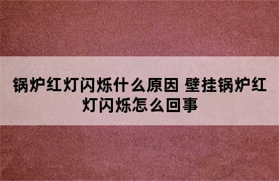 锅炉红灯闪烁什么原因 壁挂锅炉红灯闪烁怎么回事